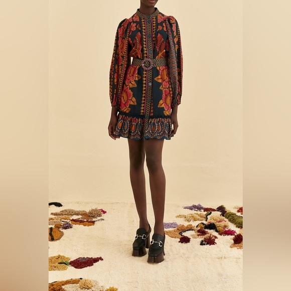 NWT Farm Rio Teal Ainika Sparkle Puff Sleeve Mini Dress - Size M - Picture 4 of 10